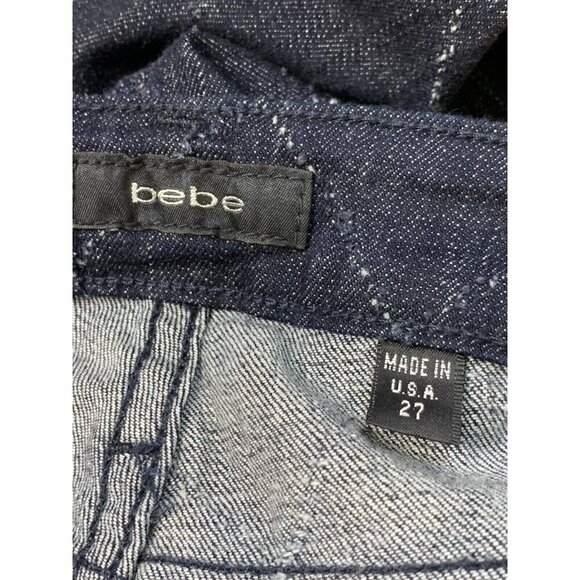 Bebe Women Jeans Size 27 Blue Rinse Diamond Pick Ankle Zip Skinny Mid Rise Crop - Picture 8 of 8